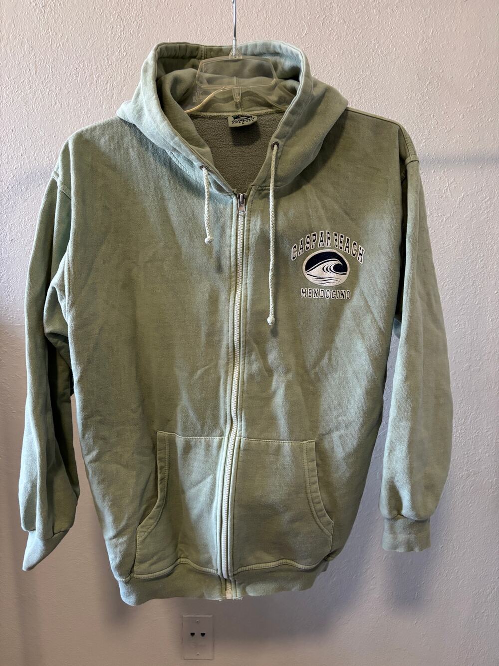 Vintage Avalon Apparel Hoodie Sweatshirt Gaspar Beach Mendocino sz M Green